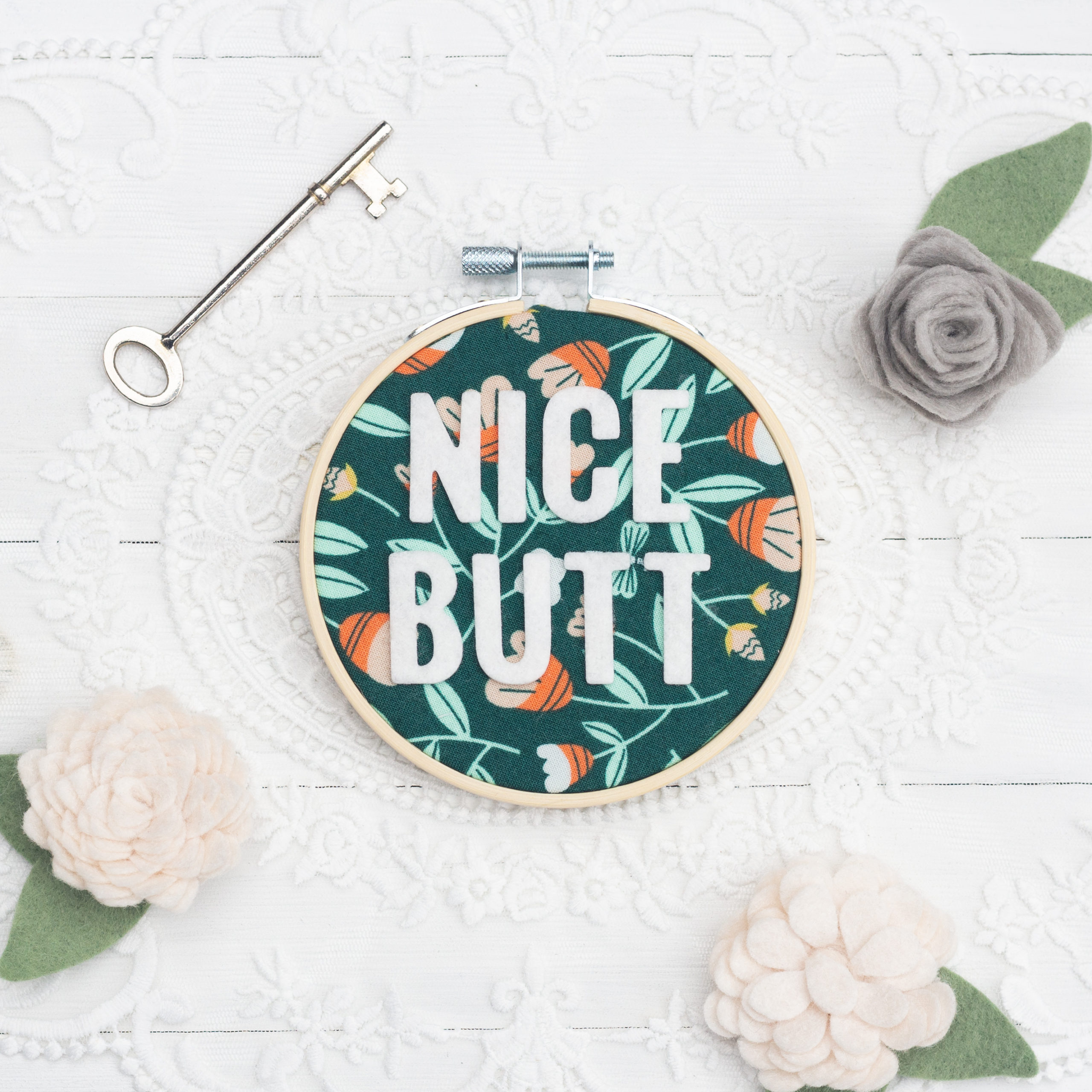 4 inch wall hanging in an embroidery hoop 