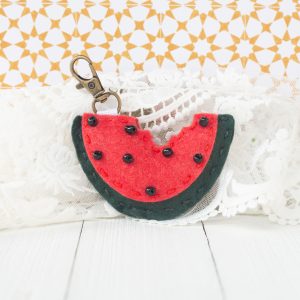 Wool Felt Watermelon Ornament, Key Chain or Rearview Mirror Decoration